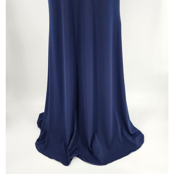 Nina Canacci Formal Evening Dress 10 Embellished Beaded Cut Out Navy‎ Blue Cream - Picture 13 of 15